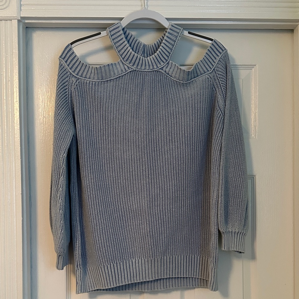 Vici Light Blue Off-the-Shoulder Sweater